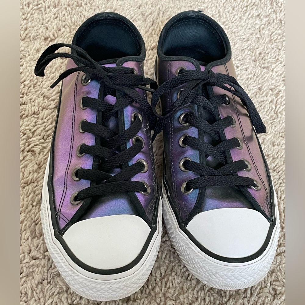 Converse shoes iridescent/holographic purple shoes size 7